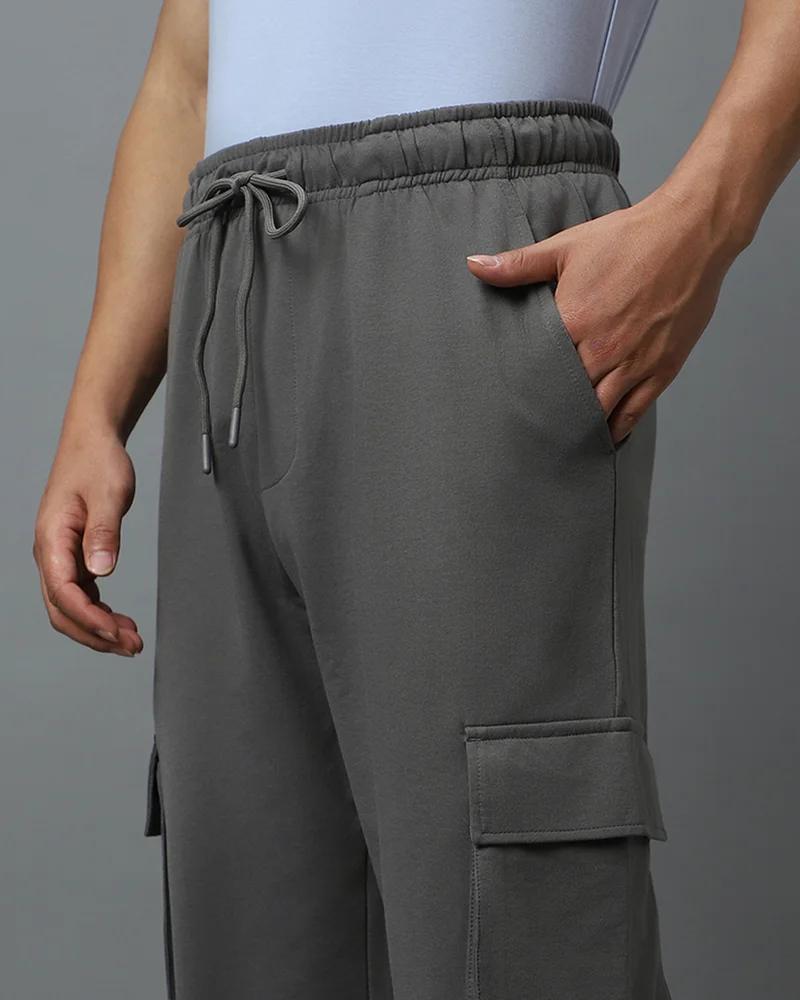 bewakoof  Men's Grey Oversized Cargo Warm Joggers for Men | Best Price UAE